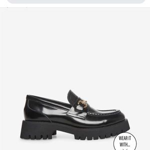 Black Leather Horsebit Loafers - Steve Madden Lando